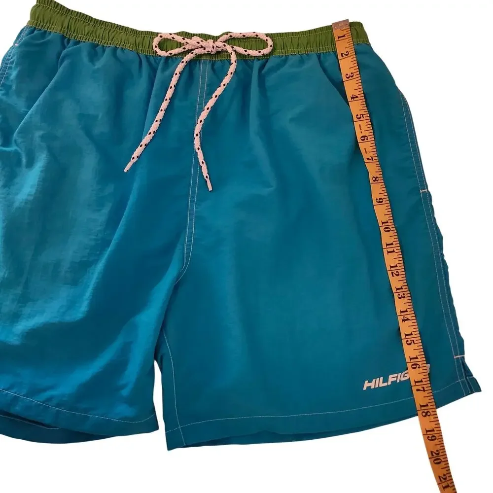 Tommy Hilfiger Swim Trunks Aqua and Bright Green Size Large